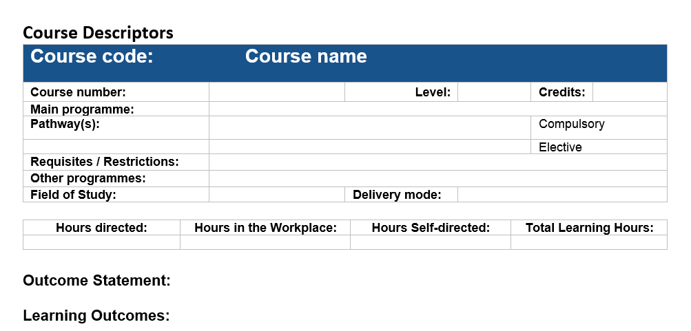 Academic Quality: Course Descriptors | eLearn