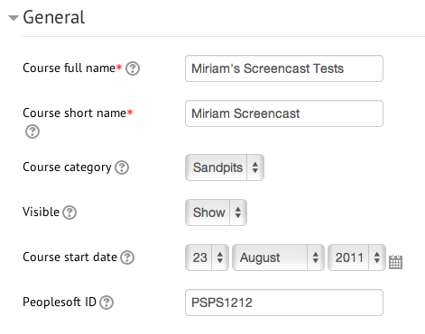 general settings